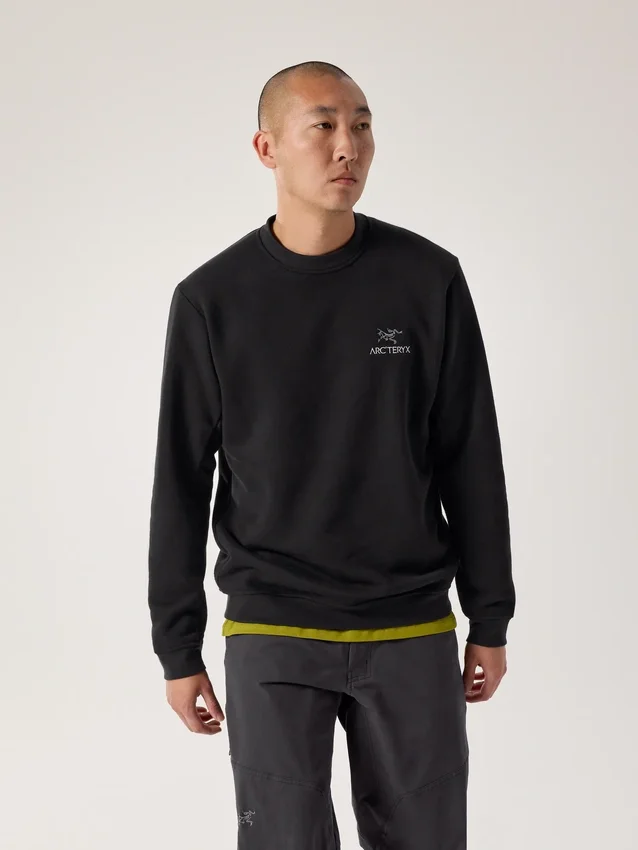 Pullover da uomo in pile Emblem a girocollo