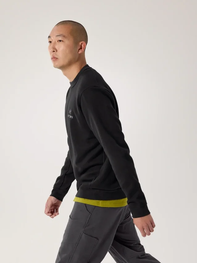 Pullover da uomo in pile Emblem a girocollo