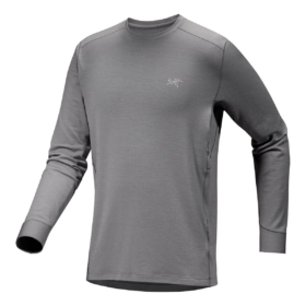 T-shirt a maniche lunghe con collo rotondo in lana merino Rho "Grey"