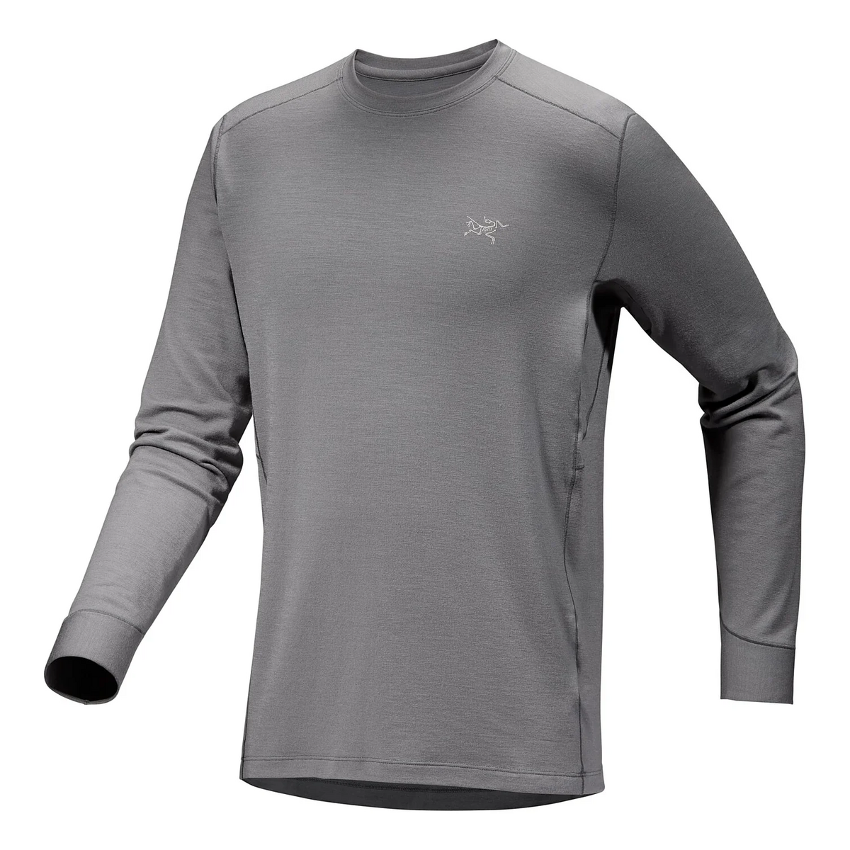 T-shirt a maniche lunghe con collo rotondo in lana merino Rho "Grey"