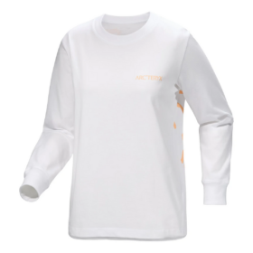 T-shirt a maniche lunghe con collo rotondo Kragg Cotton Bird "Bianco Arancione"